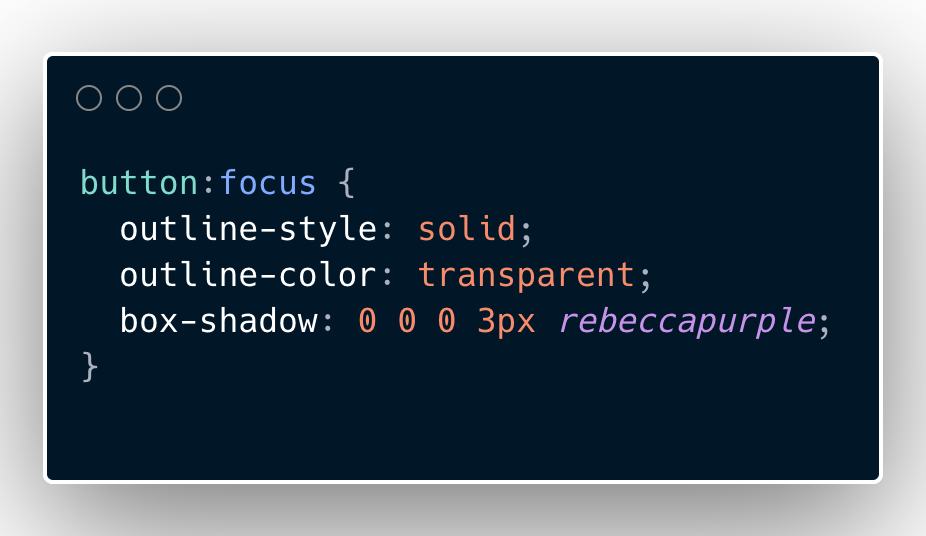 snippet for windows high contrast mode focus outline